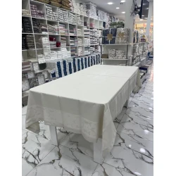 Скатерть MiraNova FS-694, 160x400 см, бежевая