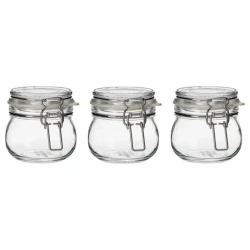 Набор банок для хранения IKEA Korken, 3 шт, 7 см, прозрачный Набор банок для хранения IKEA Korken, 3 шт, 7 см, прозрачный