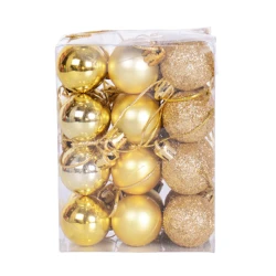 Набор елочных игрушек PR-1464, 24 шт, золотистый Набор елочных игрушек PR-1464, 24 шт, золотистый