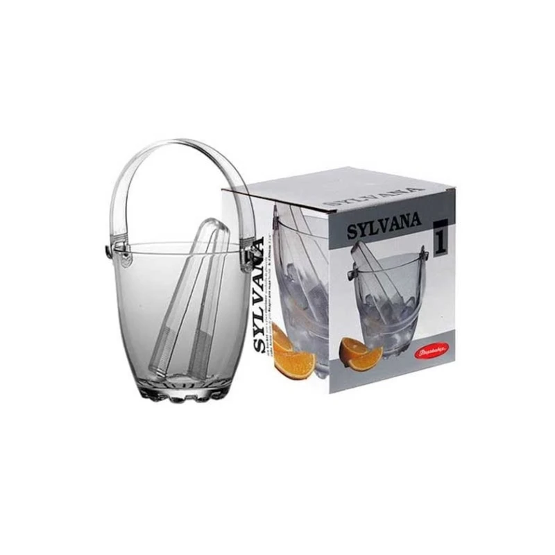 Ведерко для льда Pasabahce Sylvana с щипцами, стекло, 130 мм Ведерко для льда Pasabahce Sylvana с щипцами, стекло, 130 мм