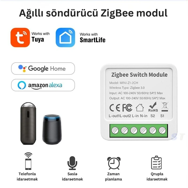 Умный выключатель Tuya Smart 2CH ZigBee Switch Remote Controller