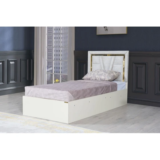 Односпальная кровать Woodpecker Bodrum, ламинат, кремовая, 95x90x209 см Односпальная кровать Woodpecker Bodrum, ламинат, кремовая, 95x90x209 см