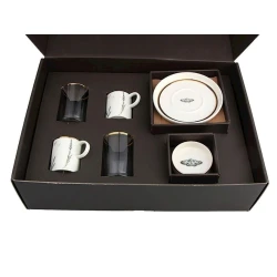 Набор кофейный Porland Botanical 04ALM006725, 2 персон, 8 шт, фарфор, белый/прозрачный