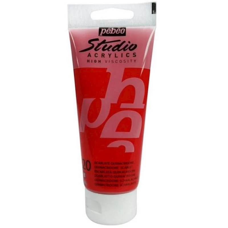Акриловая краска Pebeo Studio Acrylics Quinacridone Scarlet, алый хинакридон, 100 мл