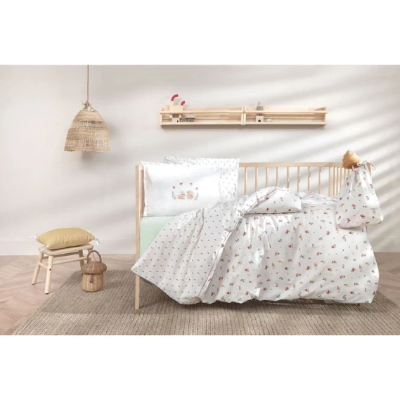 Комплект детского постельного белья Yataş Maples, пододеяльник 100x150 см, простыня 120x190 см, наволочка 35х45 см, для новорожденных, хлопок, бежевый Комплект детского постельного белья Yataş Maples, пододеяльник 100x150 см, простыня 120x190 см, наволочка 35х45 см, для новорожденных, хлопок, бежевый