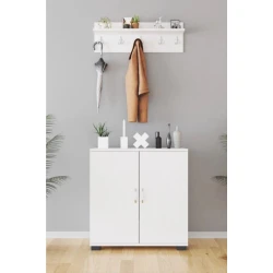 Комплект тумбы для обуви Ev Plus Haüs, ЛДСП, белый, 79x72x32 см Комплект тумбы для обуви Ev Plus Haüs, ЛДСП, белый, 79x72x32 см