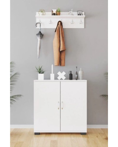 Ayaqqabı üçün tumba dəsti Ev Plus Haüs, LDSP, ağ, 79x72x32 sm