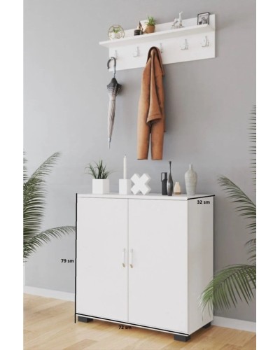 Ayaqqabı üçün tumba dəsti Ev Plus Haüs, LDSP, ağ, 79x72x32 sm