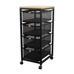 Кухонная тележка Stacko Hasta, сталь/дерево, черная, 32x40x80 см Кухонная тележка Stacko Hasta, сталь/дерево, черная, 32x40x80 см