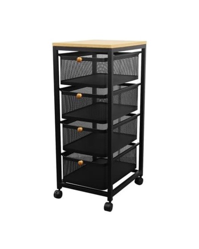 Mətbəx arabası Stacko Hasta, polad/taxta, qara, 32x40x80 sm