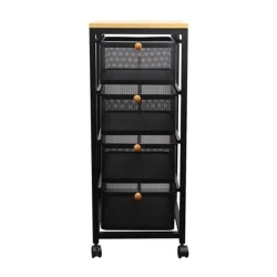 Кухонная тележка Stacko Hasta, сталь/дерево, черная, 32x40x80 см Кухонная тележка Stacko Hasta, сталь/дерево, черная, 32x40x80 см