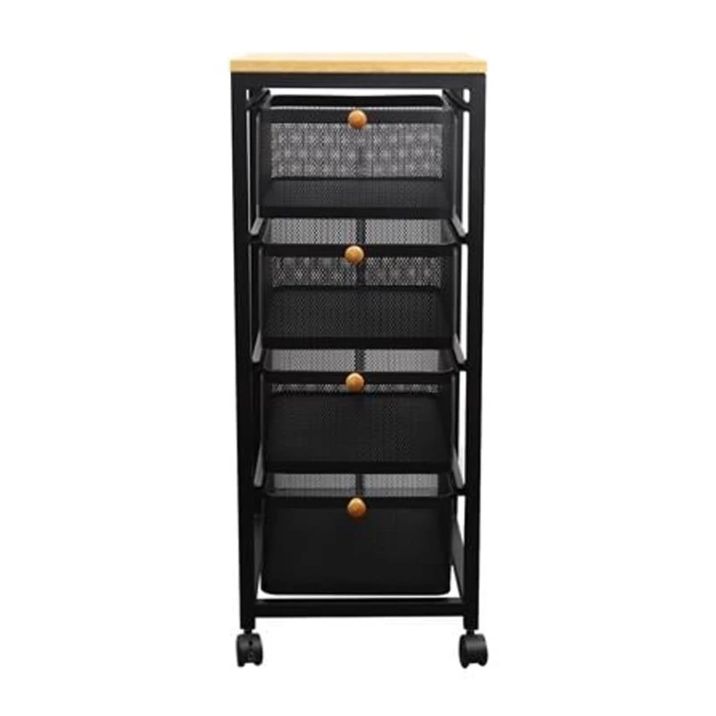 Mətbəx arabası Stacko Hasta, polad/taxta, qara, 32x40x80 sm