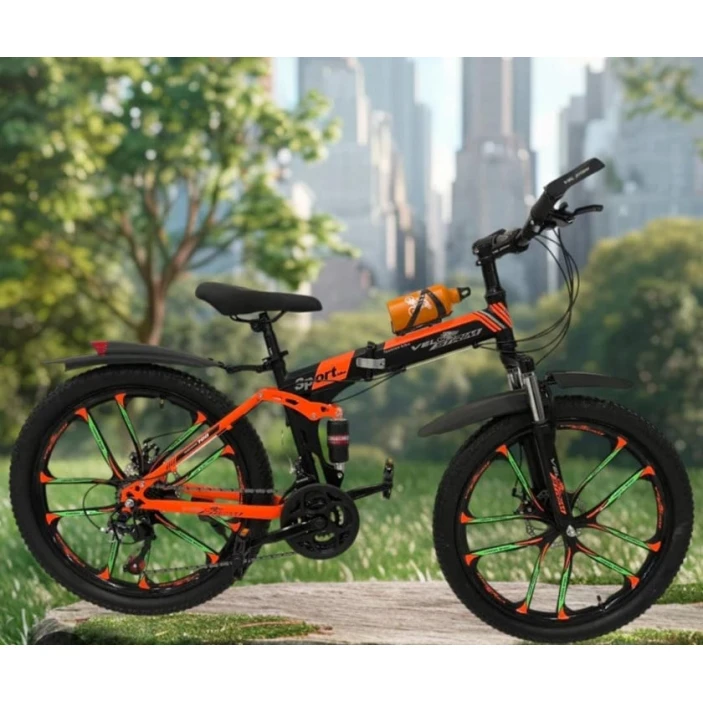 Qatlanan velosiped Strim 26, qara/narıncı