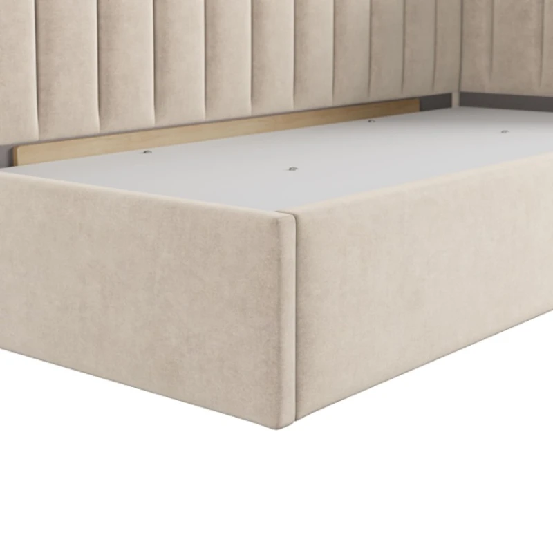 Односпальная кровать Art_tek_yataq(100) 77, ламинат/текстиль, бежевая, 200x85x100 см