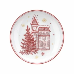 Тарелка Tognana CM0PT852816, 31 см, керамика, красная/белая Тарелка Tognana CM0PT852816, 31 см, керамика, красная/белая