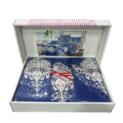 Комплект постельного белья Bluemarine Home YT-BL-018, двуспальный, хлопок, синий