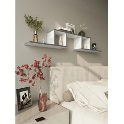 Полка настенная Art Mebel 3, ламинат, 45х145х20 см, серая/белая Полка настенная Art Mebel 3, ламинат, 45х145х20 см, серая/белая