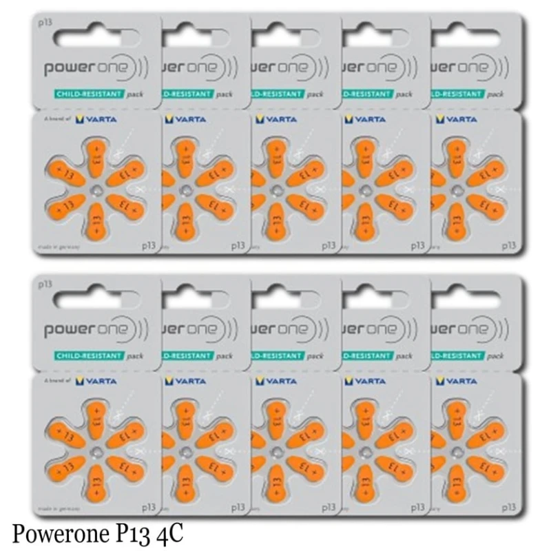 Батарейки для слуховых аппаратов Powerone, P13 4C
