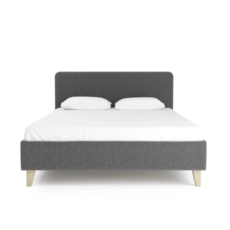 Двуспальная кровать Art_ikili_yataq 14, ламинат, серая, 120x160x200 см