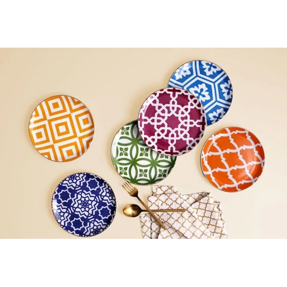 Desert üçün boşqab dəsti Porland Morocco 04AP021772, farfor, rəngbərəng, 17 sm, 6 əd