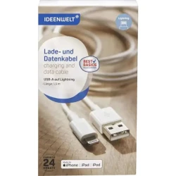 Кабель USB-A to Lightning Ideen Welt, Белый (4305615791333)