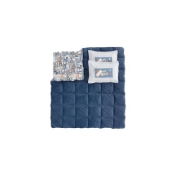 Комплект постельного белья Yataş Travel Triola, одеяло 195x215 см, простыня 160x200 см, наволочки 50x70 см 2 шт, двуспальный, хлопок/полиэстер, İndigo