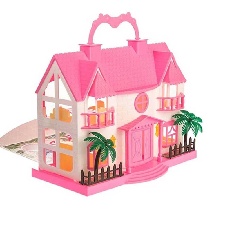 Дом для кукол Azine, 3-5 лет, пластик, белый/розовый, 25x14x26 см Дом для кукол Azine, 3-5 лет, пластик, белый/розовый, 25x14x26 см