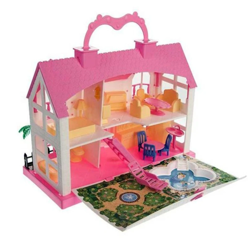 Дом для кукол Azine, 3-5 лет, пластик, белый/розовый, 25x14x26 см Дом для кукол Azine, 3-5 лет, пластик, белый/розовый, 25x14x26 см