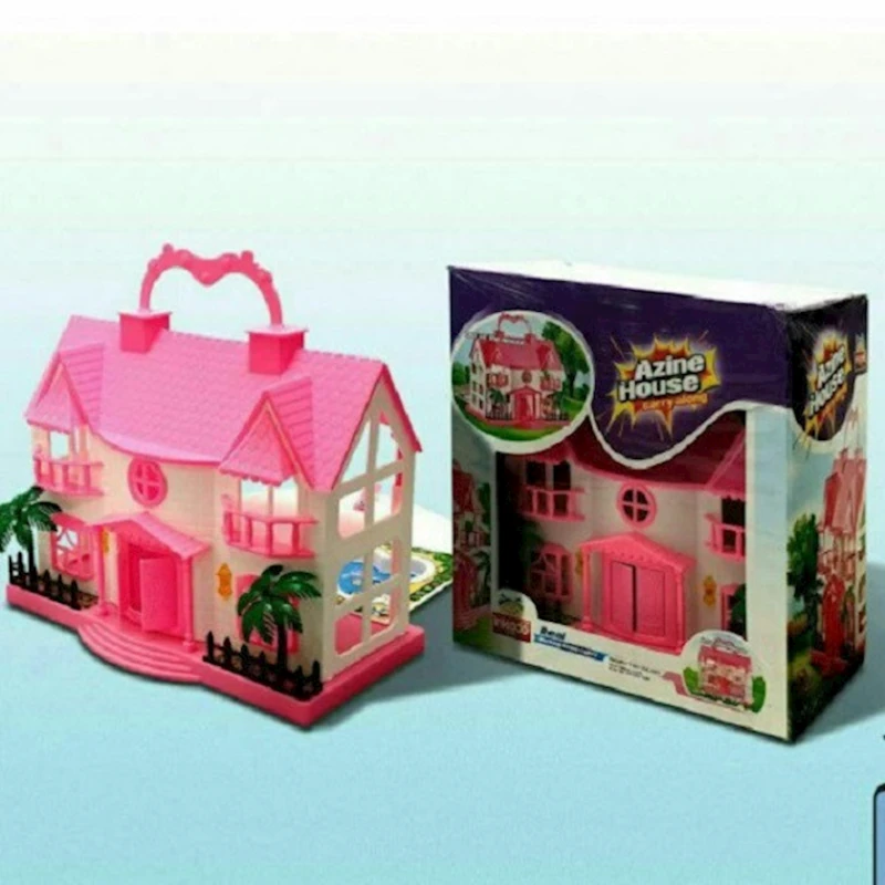 Дом для кукол Azine, 3-5 лет, пластик, белый/розовый, 25x14x26 см Дом для кукол Azine, 3-5 лет, пластик, белый/розовый, 25x14x26 см