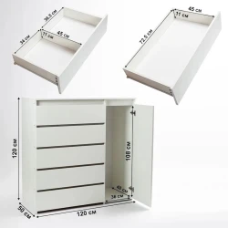 Комод Letta, белый, ЛДСП, 120x50x120 см Комод Letta, белый, ЛДСП, 120x50x120 см