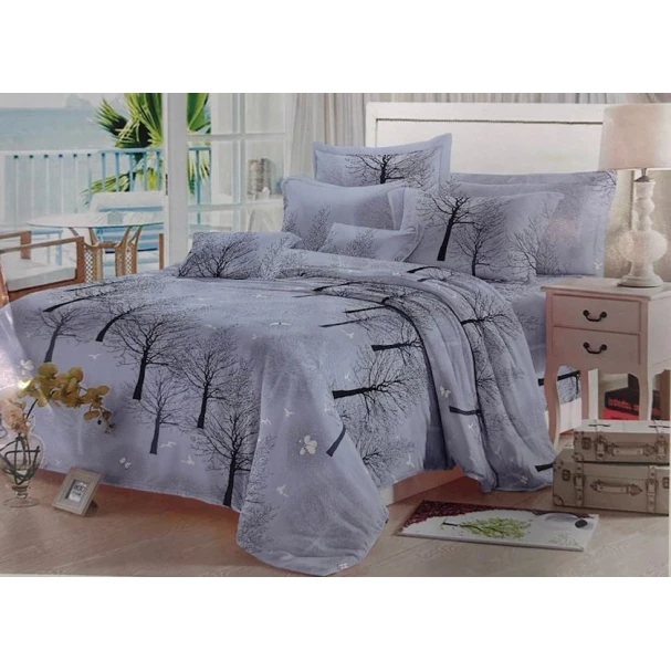 Комплект постельного белья Sahara SHA-0000779, дерево, пододеяльник 200x220 см, простыня 230x240 см, наволочка 50x70 см 2 шт, двуспальный, сатин, серый