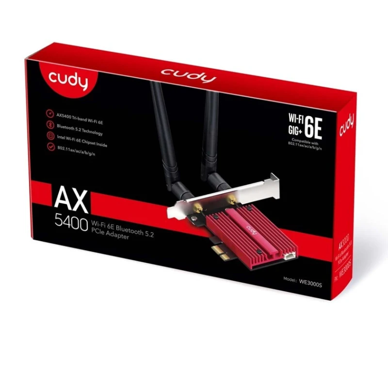 Wi-Fi адаптер Cudy WE3000s AX5400 Tri-Band Wi-Fi 6 PCIe Wi-Fi адаптер Cudy WE3000s AX5400 Tri-Band Wi-Fi 6 PCIe