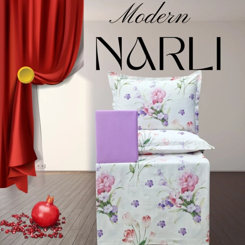 Комплект постельного белья Narlı 000906, пододеяльник 200x220 см, простыня 240x260 см, 2 наволочки 50x70 см, двуспальный, хлопок, разноцветный
