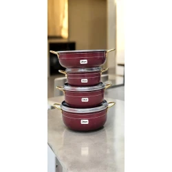 Набор посуды Tez-bazar-302, бордовый, 20/24/28/28 см