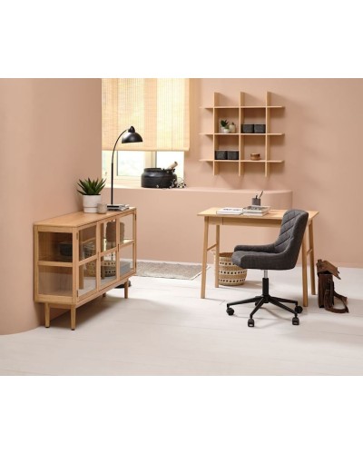 Ofis kreslosu JYSK Pebringe 3670059, parça/polad, boz/qara, 53x79/89x61 sm