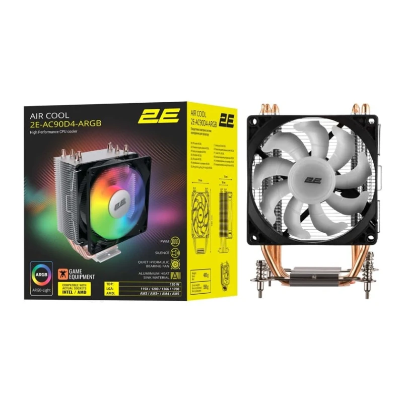 Кулер для процессора 2E GAMING Air Cool AC90D4-RGB (2E-AC90D4-ARGB) Кулер для процессора 2E GAMING Air Cool AC90D4-RGB (2E-AC90D4-ARGB)