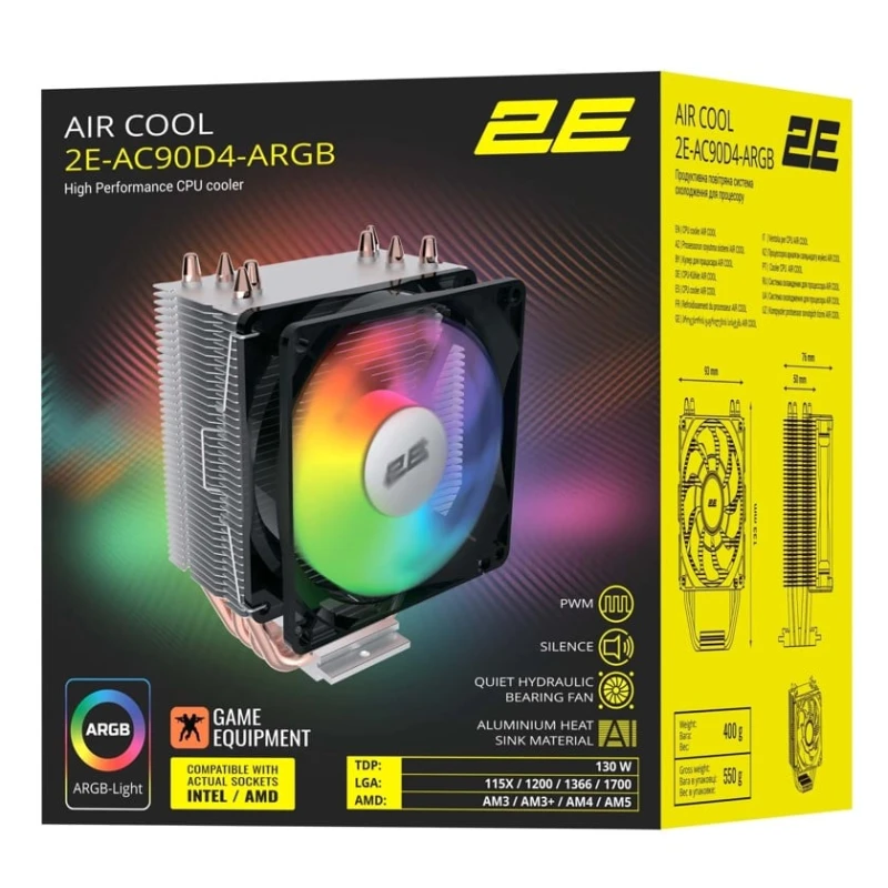 Кулер для процессора 2E GAMING Air Cool AC90D4-RGB (2E-AC90D4-ARGB) Кулер для процессора 2E GAMING Air Cool AC90D4-RGB (2E-AC90D4-ARGB)