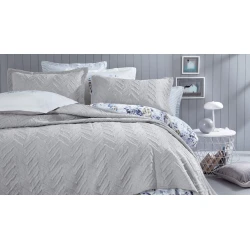 Набор покрывал с наволочками Yataş Curly, покрывало 230х240 см, наволочки 50x70 см 2 шт, двуспальный, хлопок/полиэстер, серый