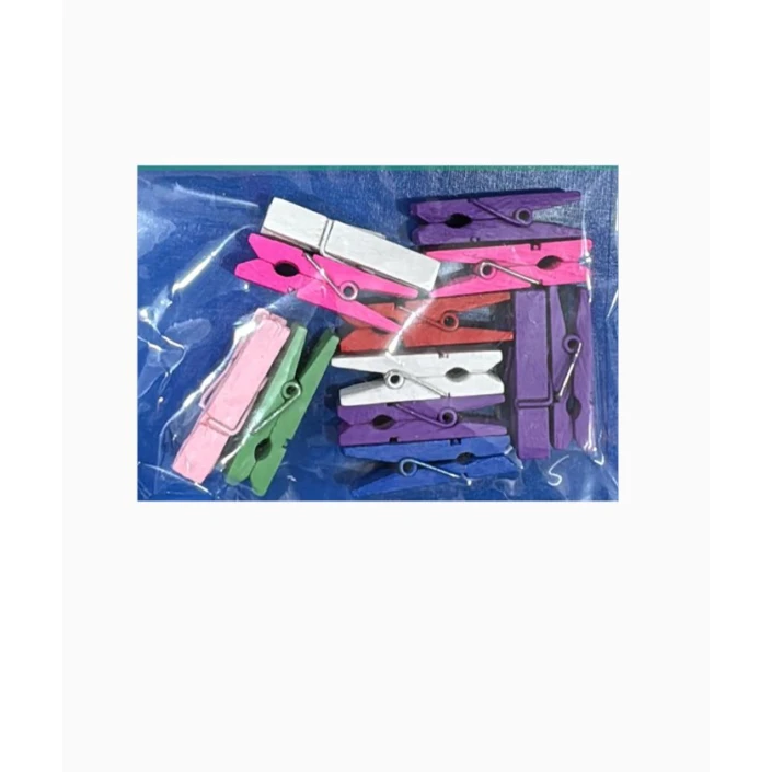 Набор мини прищепок SL1152, деревянный, в двух размерах, разноцветный, 12 шт