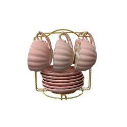 Набор чашек с блюдцами ZGH_00371, 12 шт, розовый Набор чашек с блюдцами ZGH_00371, 12 шт, розовый