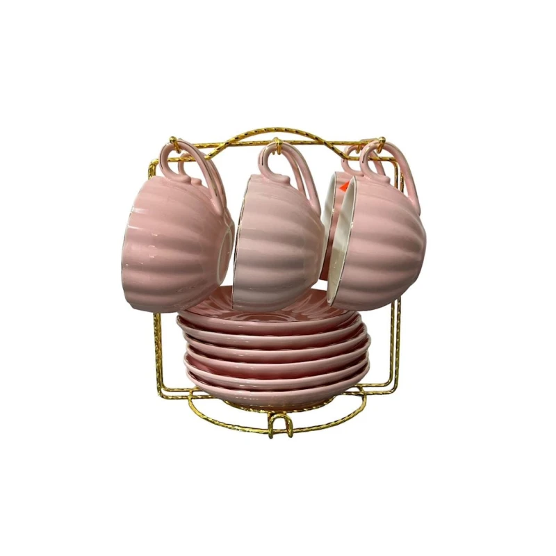 Набор чашек с блюдцами ZGH_00371, 12 шт, розовый Набор чашек с блюдцами ZGH_00371, 12 шт, розовый