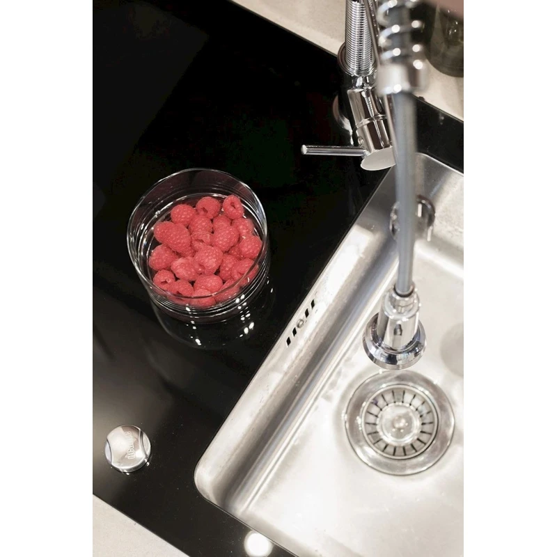 Mətbəx çanağı Deante Pallas ZSP_0X2C, şüşə/paslanmayan polad, qara, 86x50x20 sm