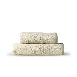 Банное полотенце Hom-me Damascus, хлопок/лен, 70x140 см, бежевое