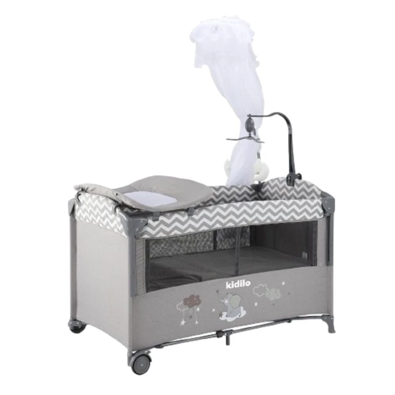 Манеж-кровать Kidilo T-701L, светло-серая Манеж-кровать Kidilo T-701L, светло-серая