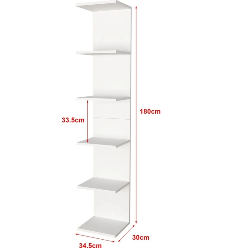 Stellaj Ev Plus 12115600, LDSP, ağ, 180x35x30 sm