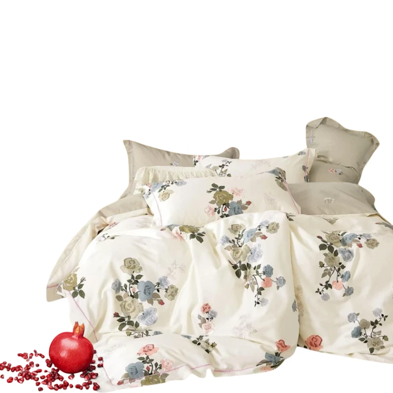 Комплект постельного белья Narlı 000927, пододеяльник 200x220 см, простыня 240x260 см, 2 наволочки 50x70 см, двуспальный, хлопок/сатин, разноцветный