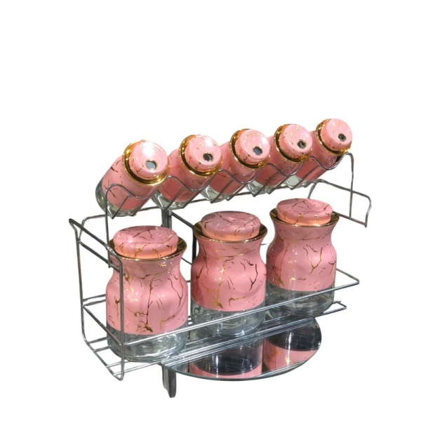 Набор емкостей для специй smil_1086, мрамор, розовый, 8 шт.