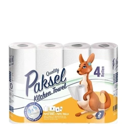 Бумажные кухонные полотенца Paksel Quality, 4 рулонов, белые