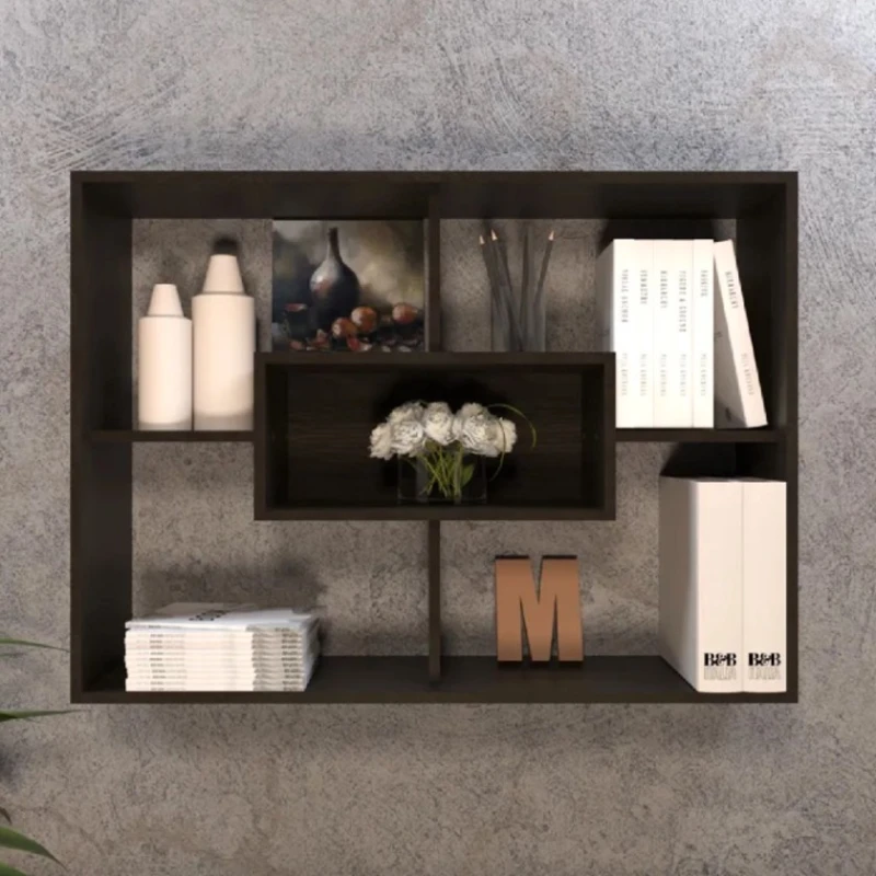 Полка настенная Art Mebel 27, ламинат, 75х100х25 см, серая Полка настенная Art Mebel 27, ламинат, 75х100х25 см, серая