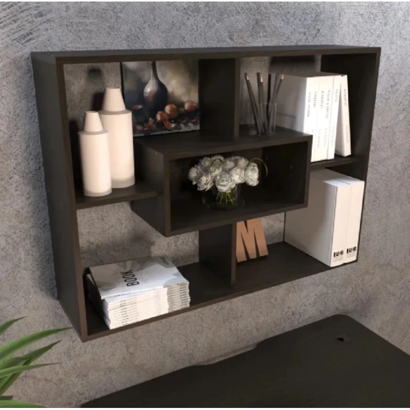 Полка настенная Art Mebel 27, ламинат, 75х100х25 см, серая Полка настенная Art Mebel 27, ламинат, 75х100х25 см, серая